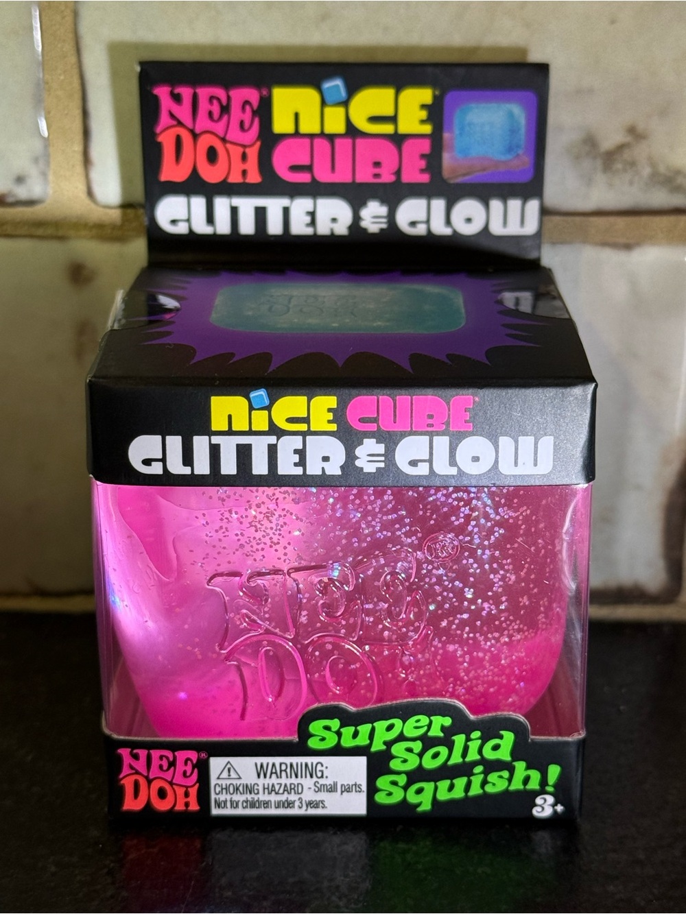 NeeDoh Nice Cube Glitter & Glow Kids Toy - Pink